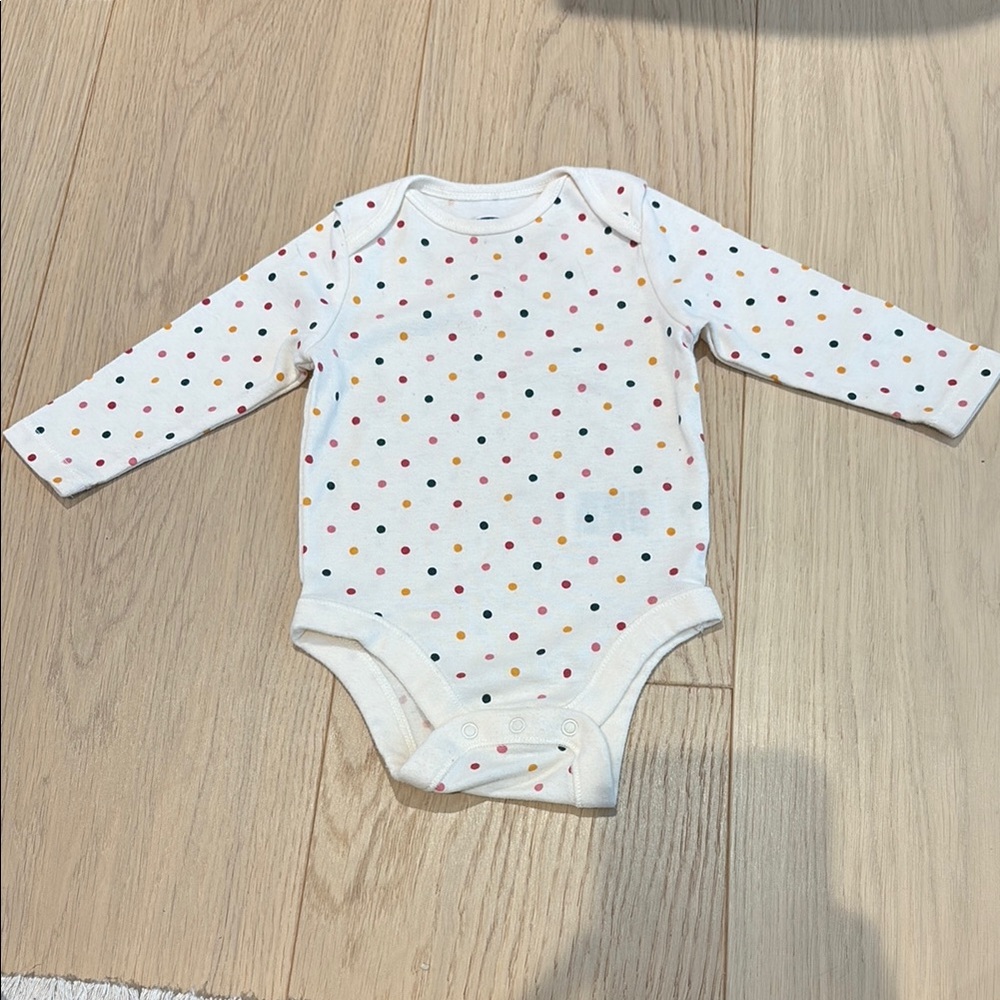 OLD NAVY Polka Dot Long Sleeve Baby Onesie